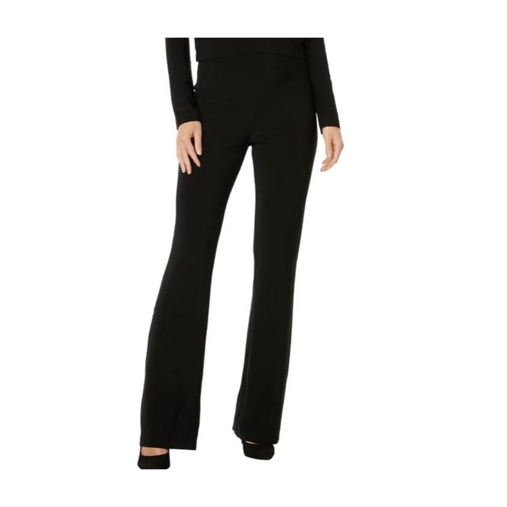Norma Kamali Plus 1X Black Boot Cut Pant High Rise Stretch Wide Leg $175 Comfort